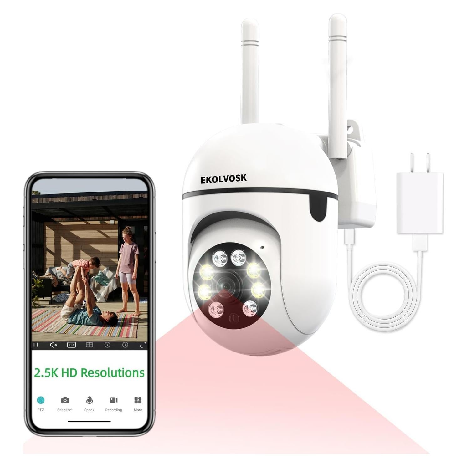 Cámara de Seguridad Inalámbrica EKOLVOSK QD4 HD 2.5K 360°