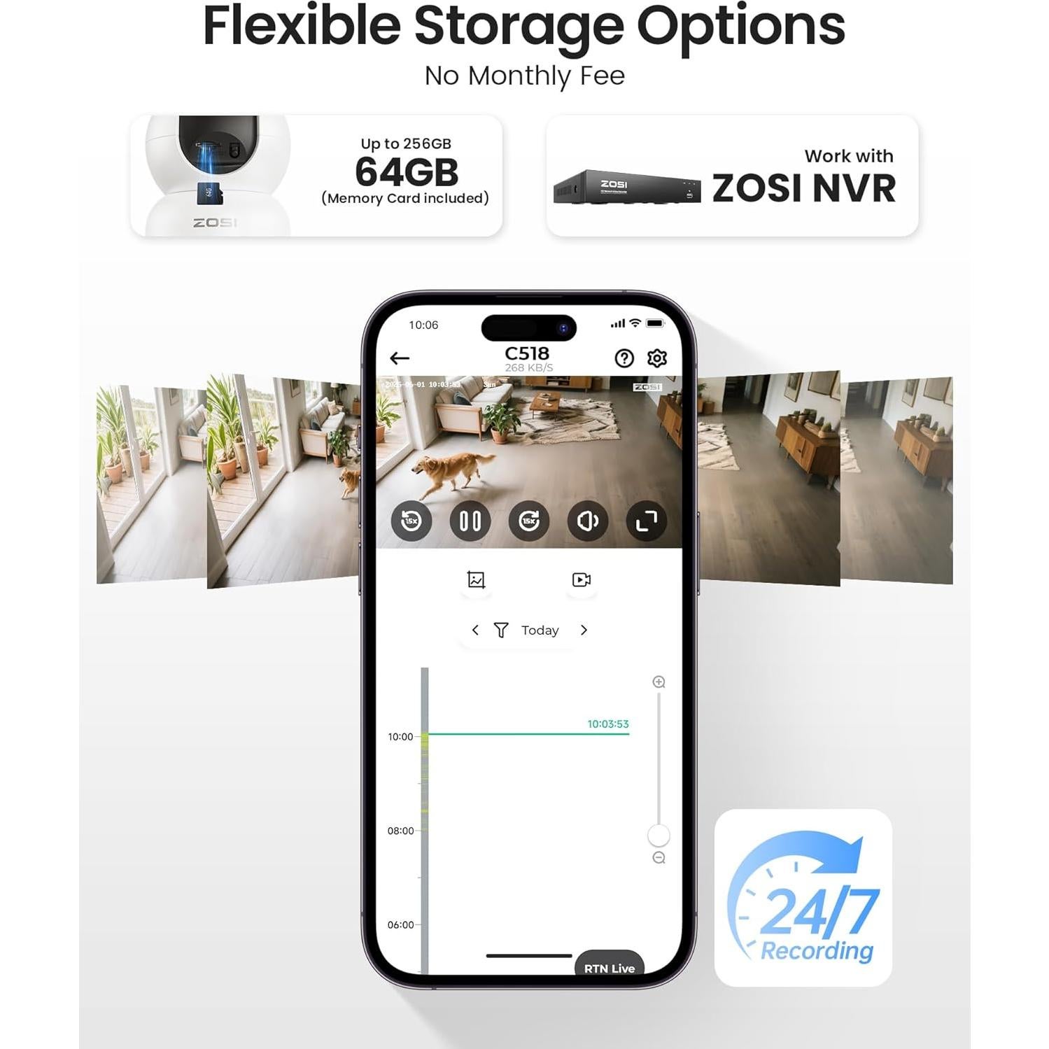 Cámara de Seguridad ZOSI C518 4K WiFi Pan/Tilt Interior