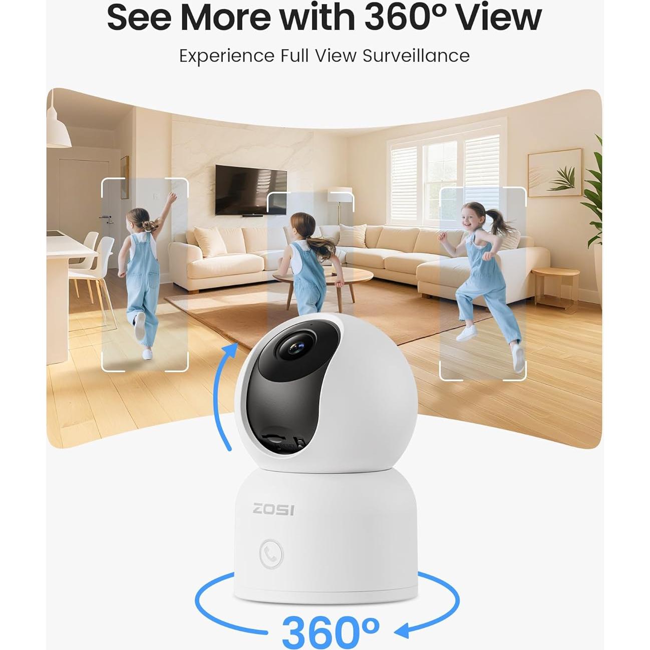 Cámara de Seguridad ZOSI C518 4K WiFi Pan/Tilt Interior