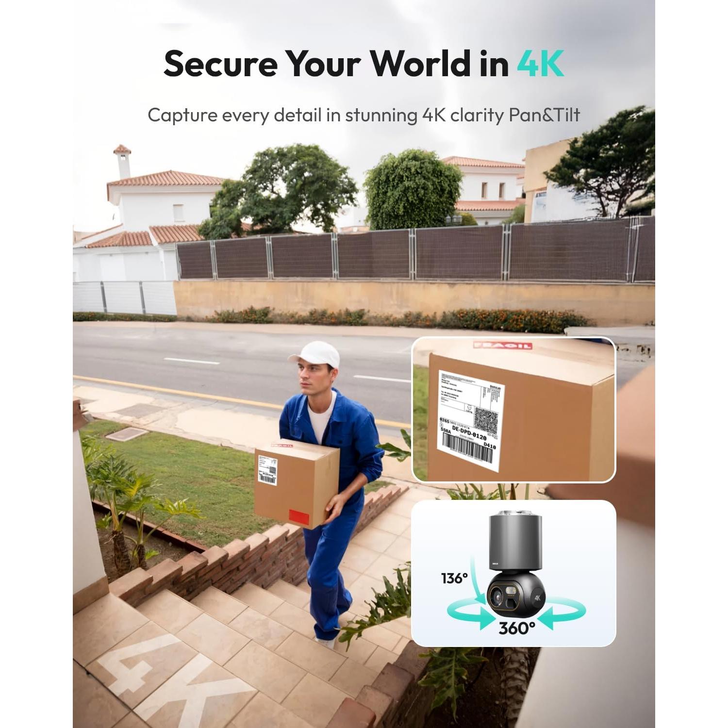 Kit de 4 Cámaras de Seguridad Inalámbricas BOTSLAB 4K Solar