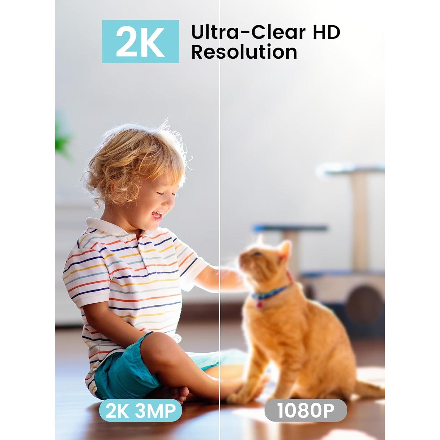 Cámara de Seguridad Inalámbrica 2K AKINGUAR Rosa con Visión Nocturna