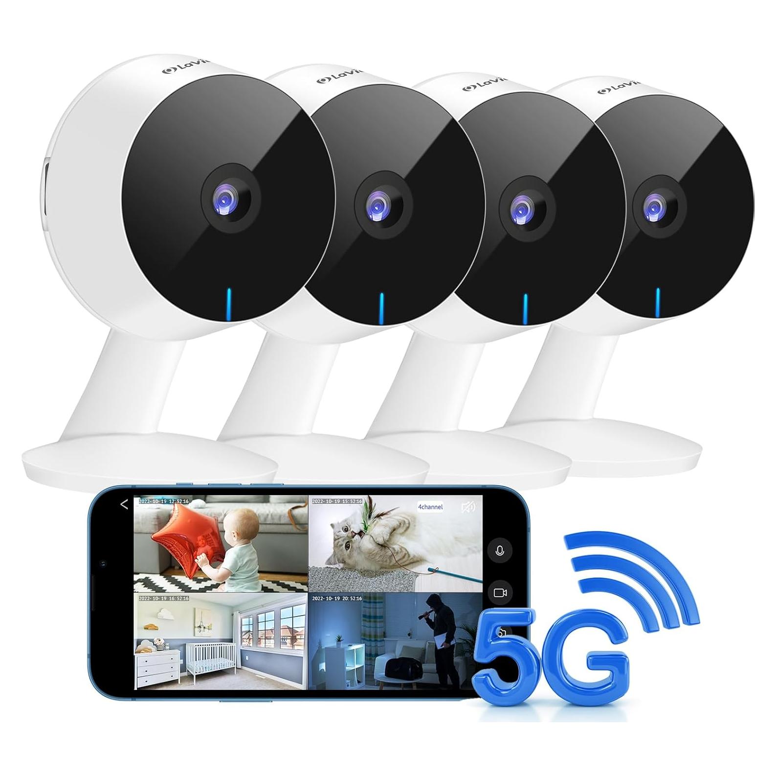 LaView 4MP 2K Cameras for Home Security Indoor, 5G& 2.4GHz Home Security Camera for Baby/Elder/Pet/Nanny,Baby Cam Starlight Sensor Color Night Vision,US Cloud Service,Works with Alexa iOS & Android