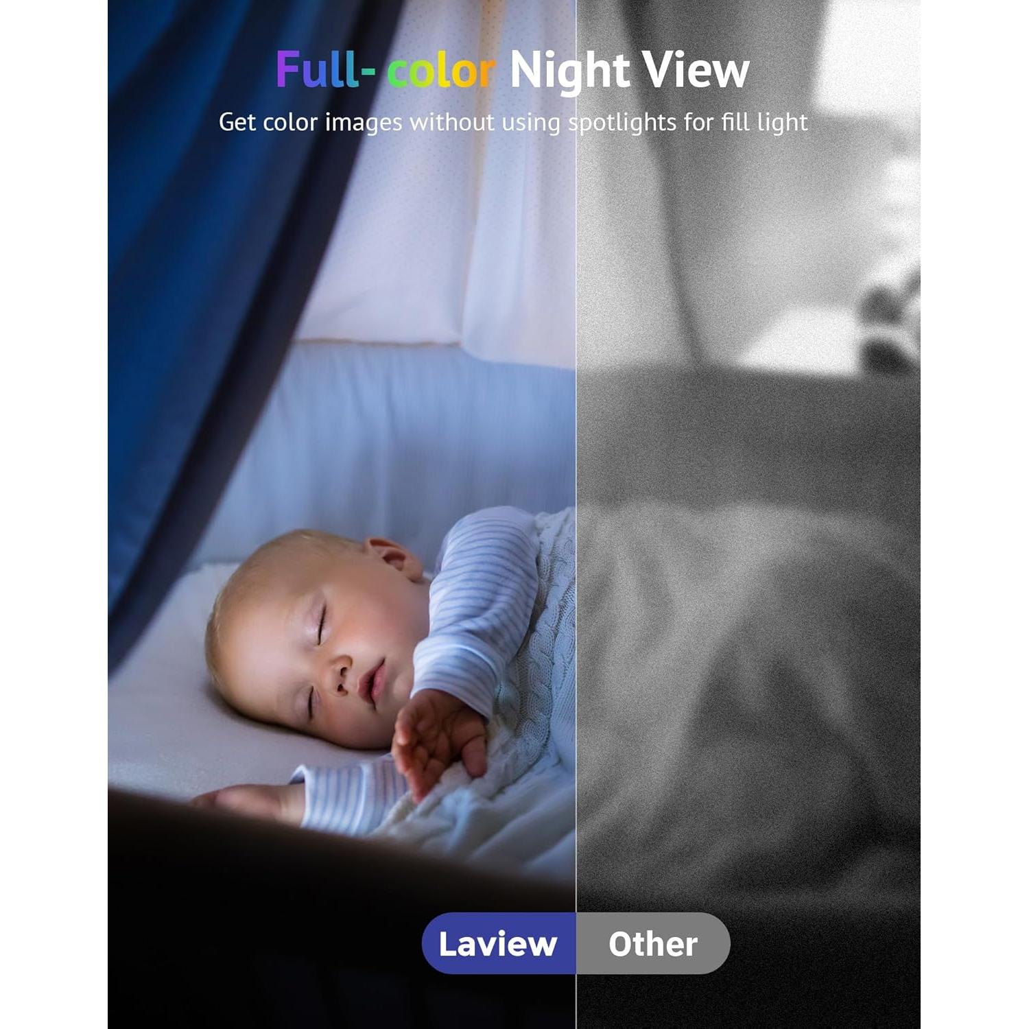 LaView 4MP 2K Cameras for Home Security Indoor, 5G& 2.4GHz Home Security Camera for Baby/Elder/Pet/Nanny,Baby Cam Starlight Sensor Color Night Vision,US Cloud Service,Works with Alexa iOS & Android