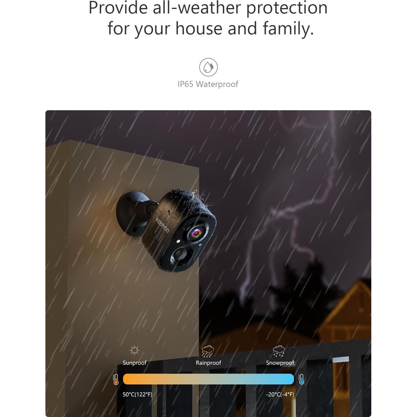 Cámara de Seguridad Inalámbrica 2.5K KEEPYOO con Visión Nocturna