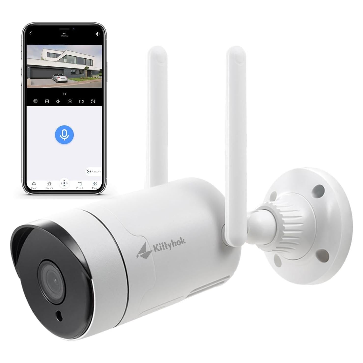 Cámara de Seguridad Inalámbrica Kittyhok 3MP 2K con Visión Nocturna