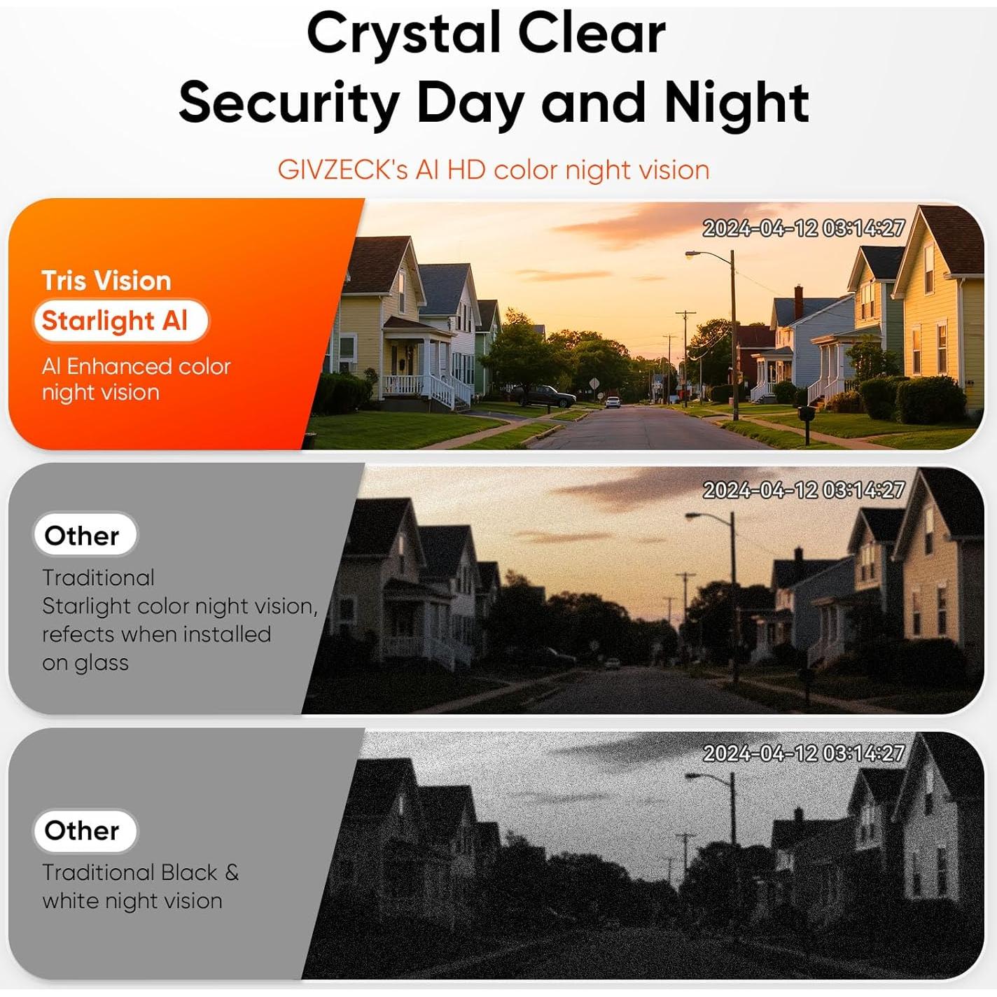 Cámara de Ventana GIVZECK 2K WiFi Inalámbrica con Visión Nocturna