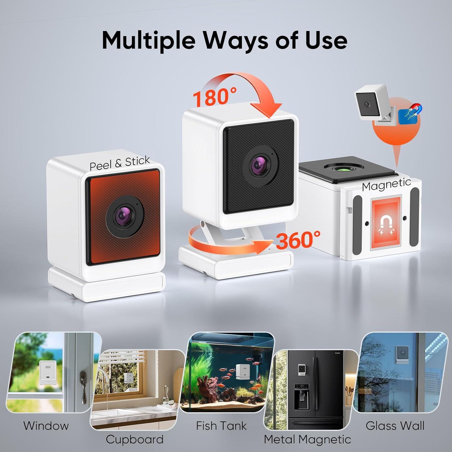 Cámara de Ventana GIVZECK 2K WiFi Inalámbrica con Visión Nocturna