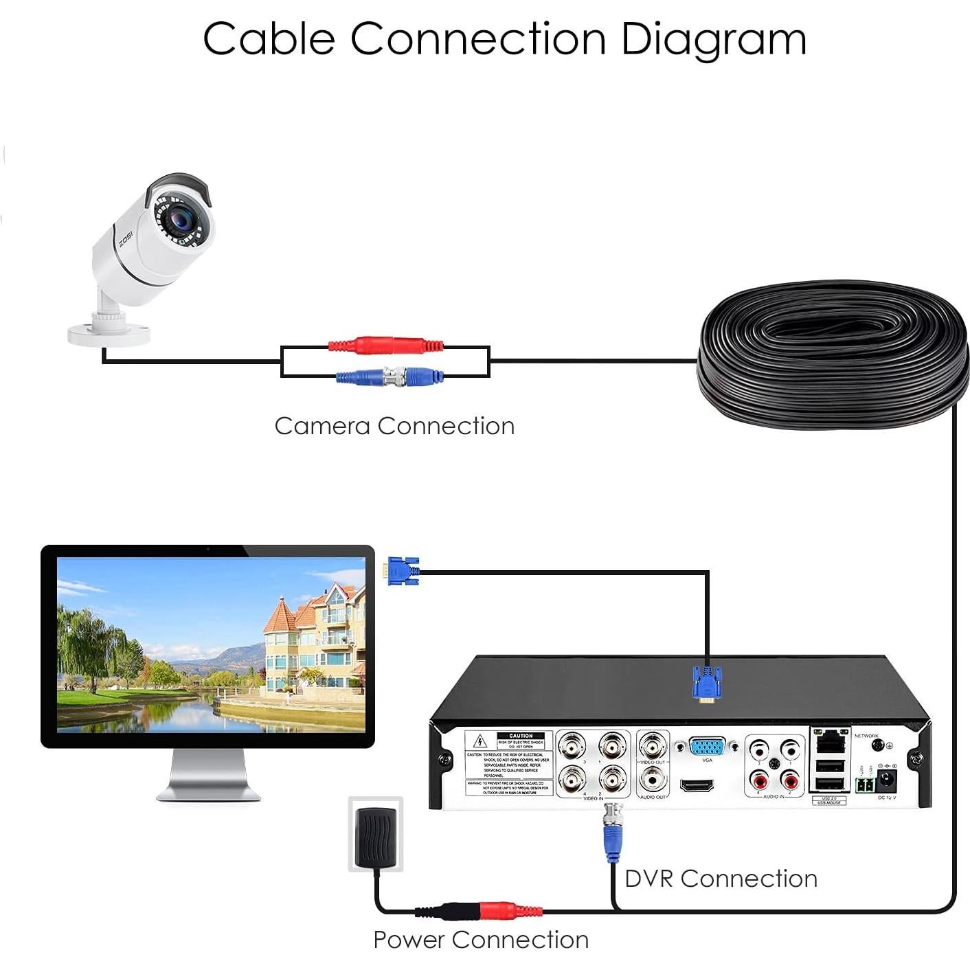 Cámara de Seguridad ZOSI 4 Pack 2MP 1080p Visión Nocturna