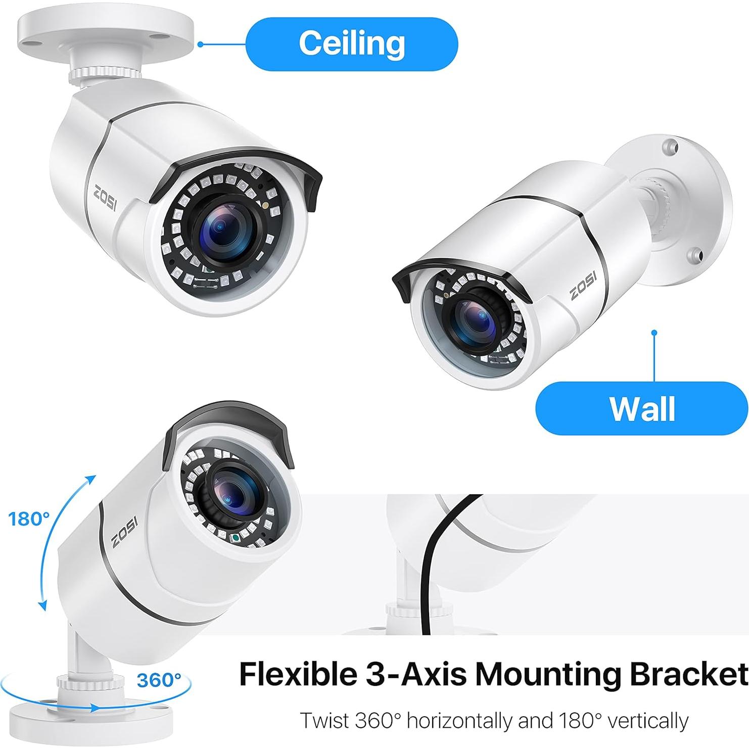 Cámara de Seguridad ZOSI 4 Pack 2MP 1080p Visión Nocturna