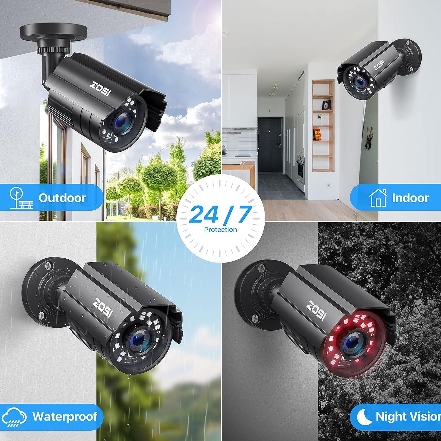 Cámara de Seguridad ZOSI 1080P HD 2.0MP IP67 Interior Exterior