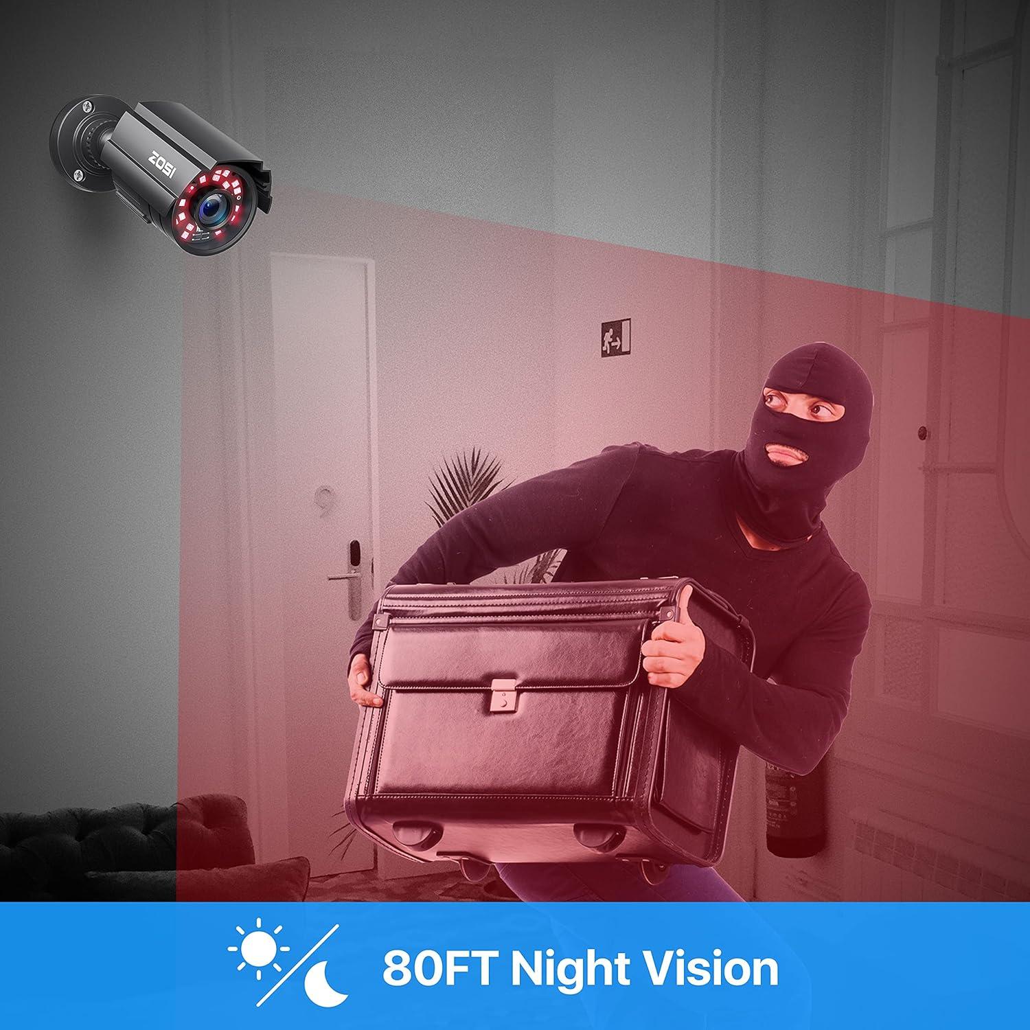 Cámara de Seguridad ZOSI 1080P HD 2.0MP IP67 Interior Exterior