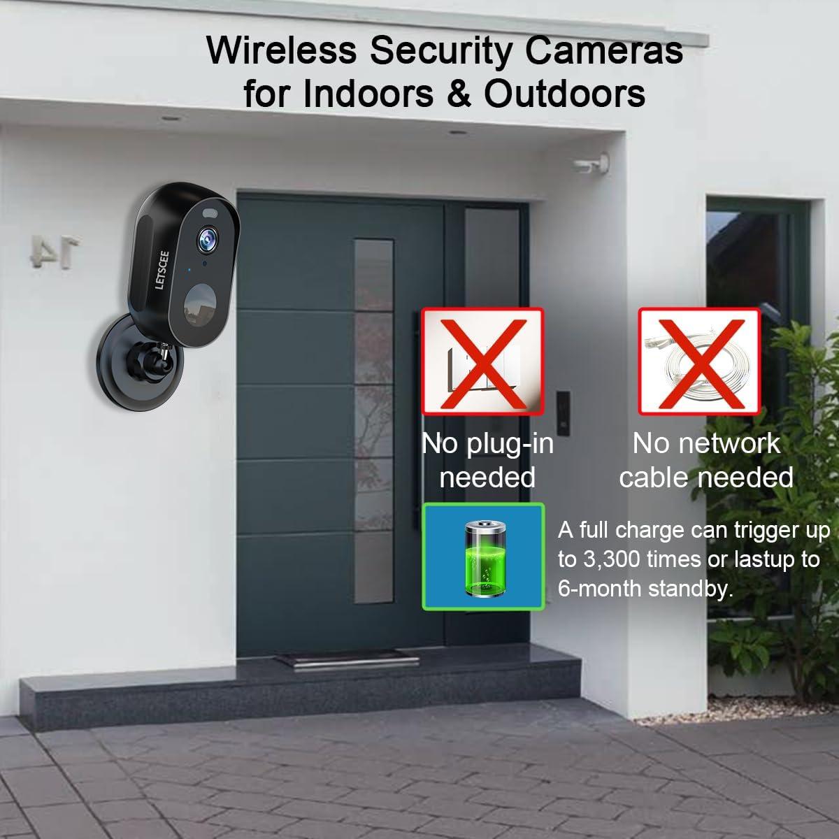 Cámara de Seguridad Inalámbrica LETSCEE 2K con Batería Recargable