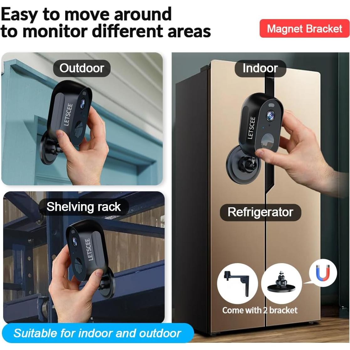 Cámara de Seguridad Inalámbrica LETSCEE 2K con Batería Recargable