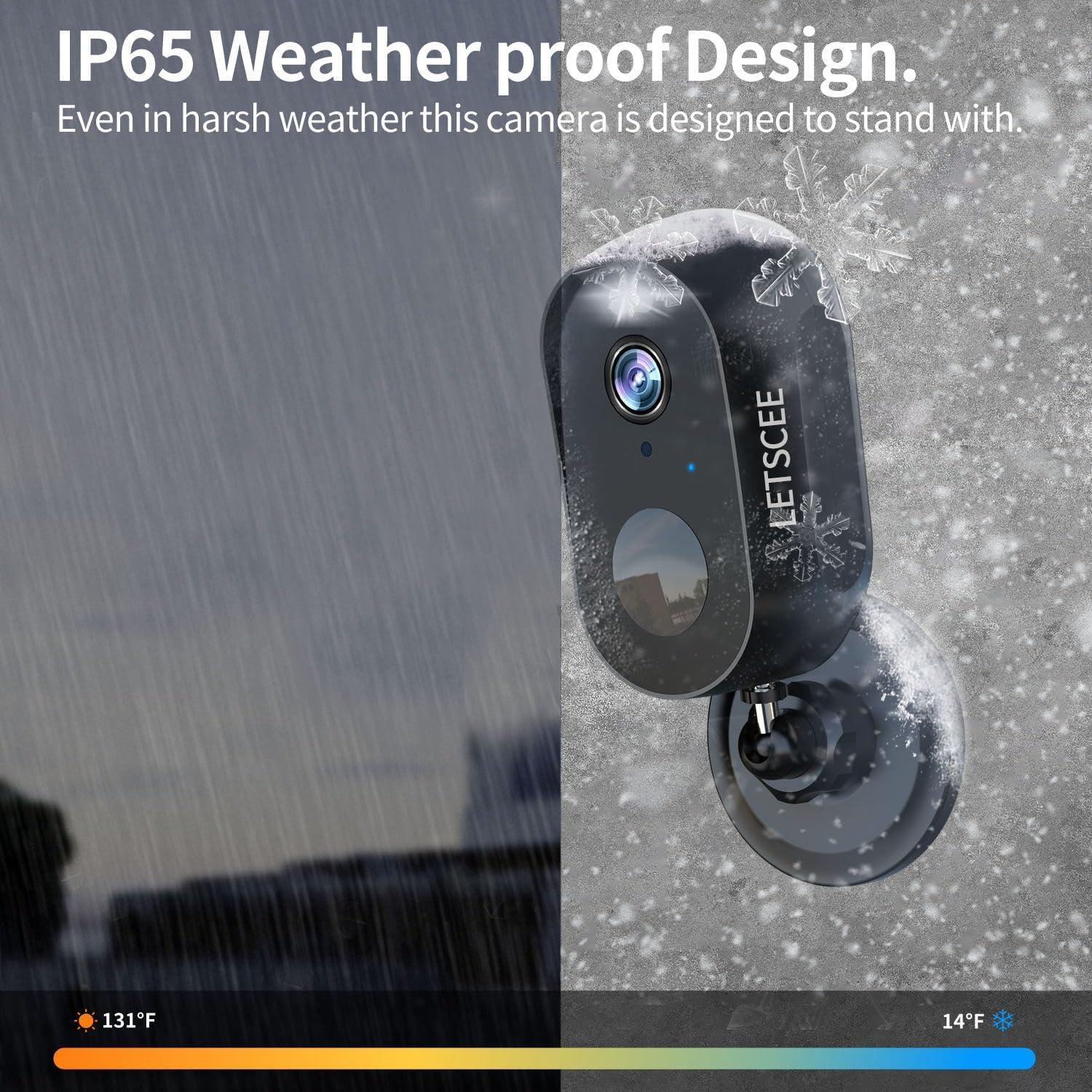 Cámara de Seguridad Inalámbrica LETSCEE 2K con Batería Recargable