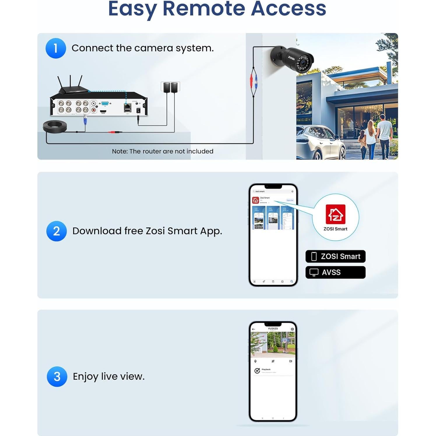 Cámara de Seguridad ZOSI 4x2MP 1080p IP66 Visión Nocturna