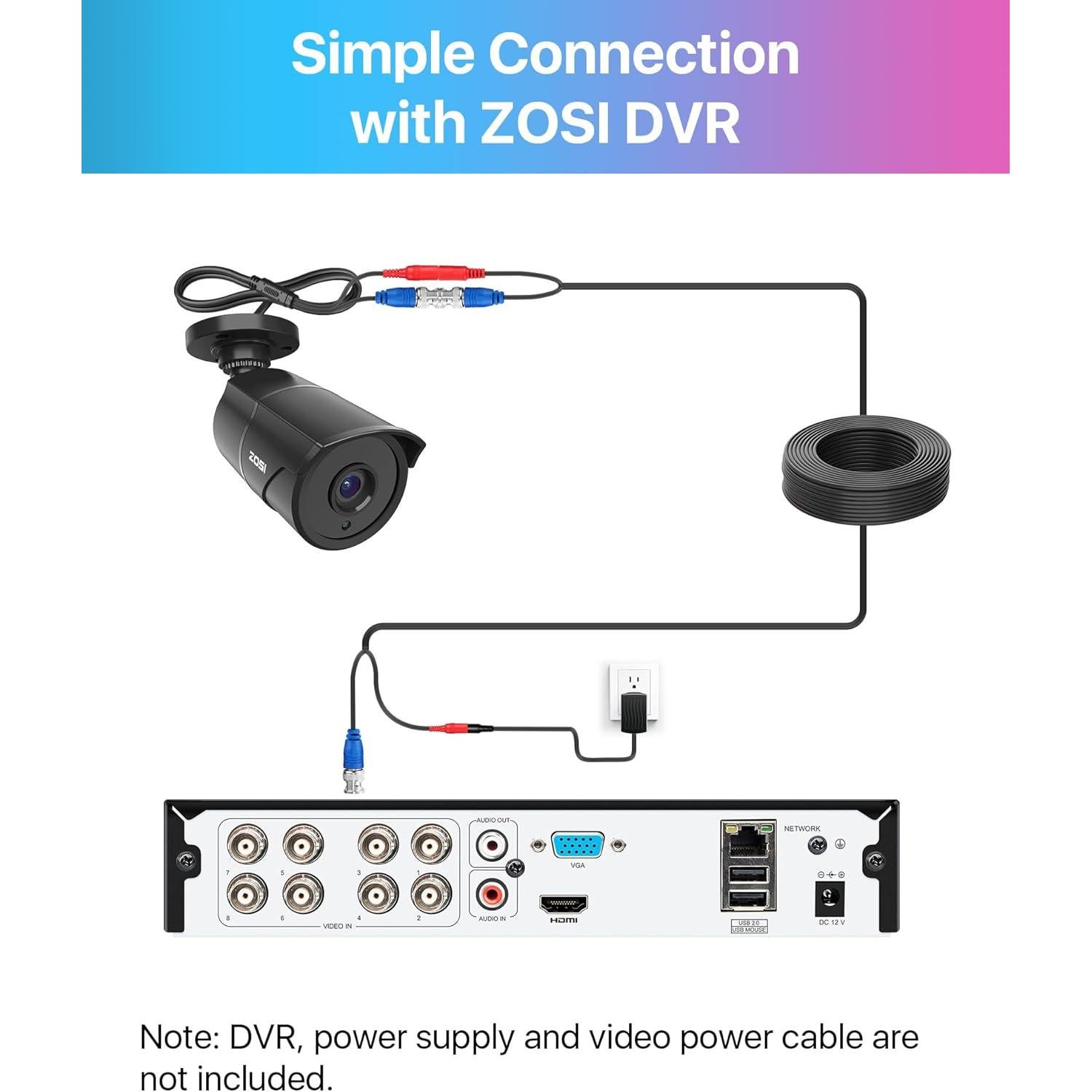 Cámaras de Seguridad ZOSI 4 Pack 1080p con Audio y Visión Nocturna