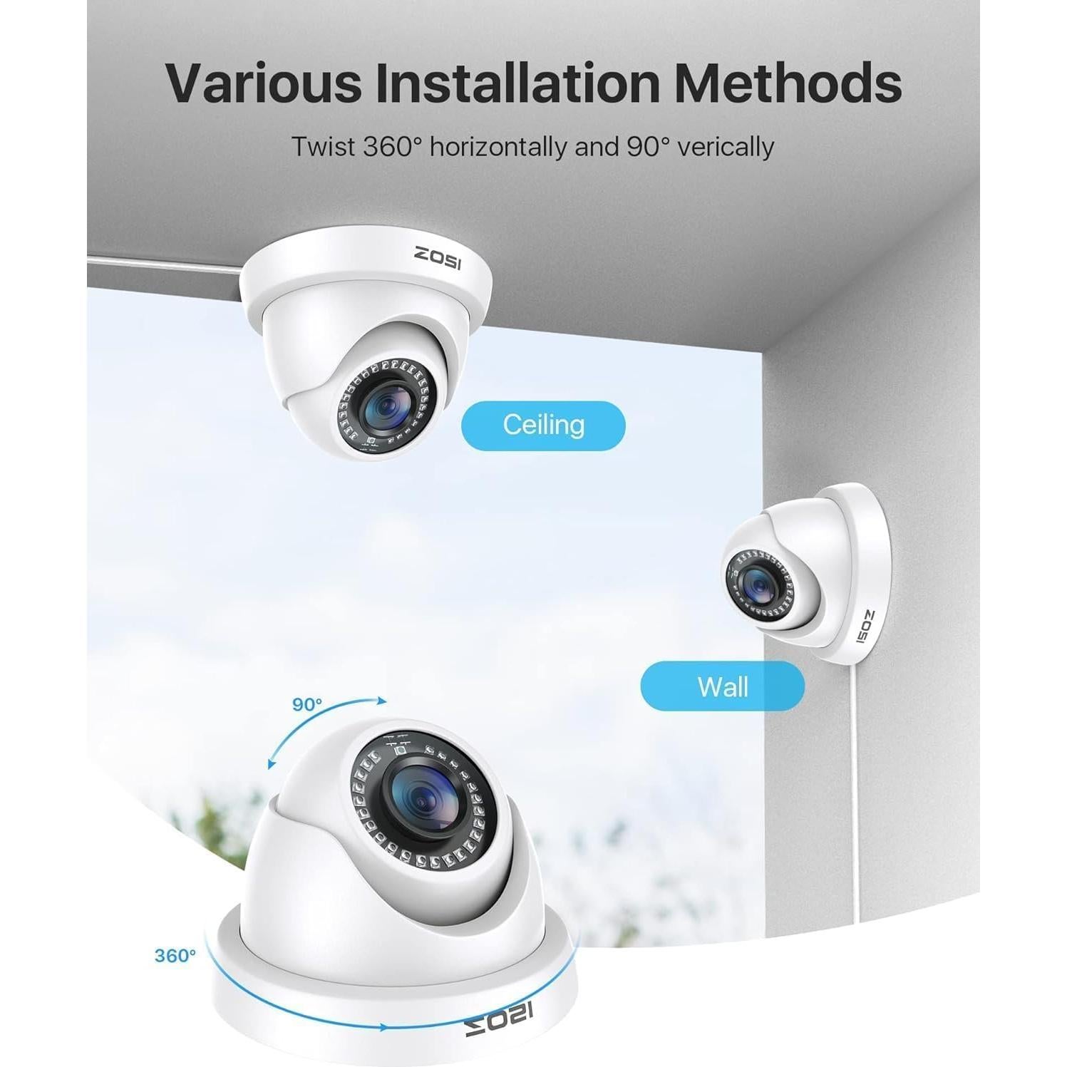 Cámara de Seguridad ZOSI 2MP HD 1080P 4 en 1 a Prueba de Agua