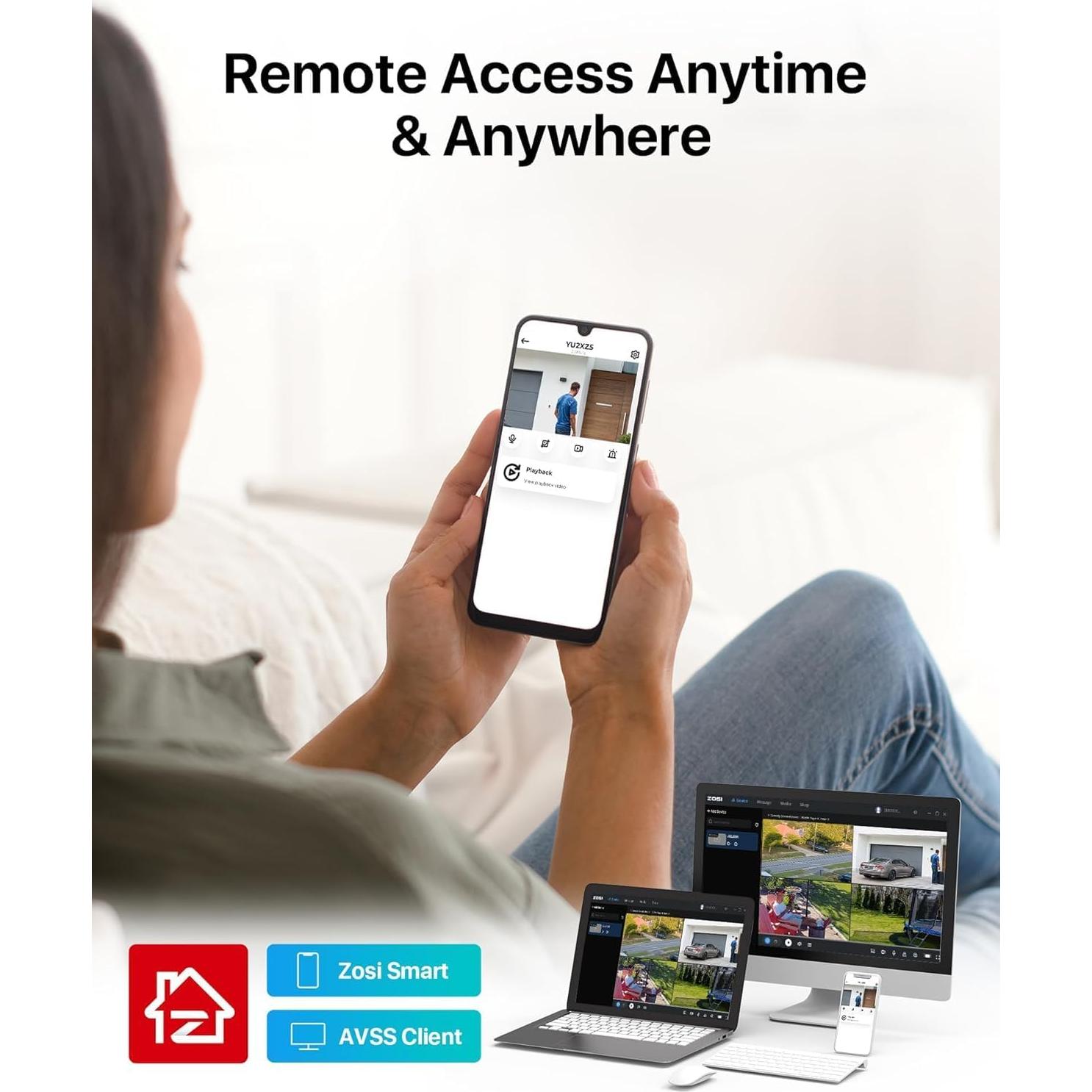 Sistema de Cámara de Seguridad ZOSI 8CH 1080P con 4 Cámaras y 1TB