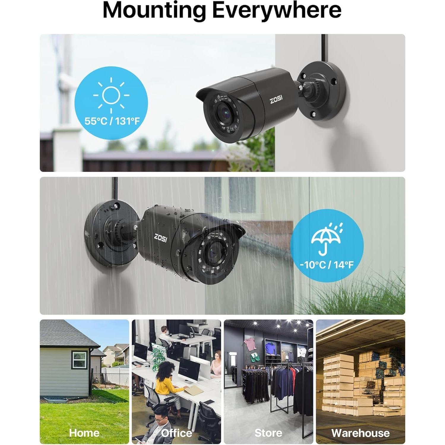 Sistema de Cámara de Seguridad ZOSI 8CH 1080P con 4 Cámaras y 1TB