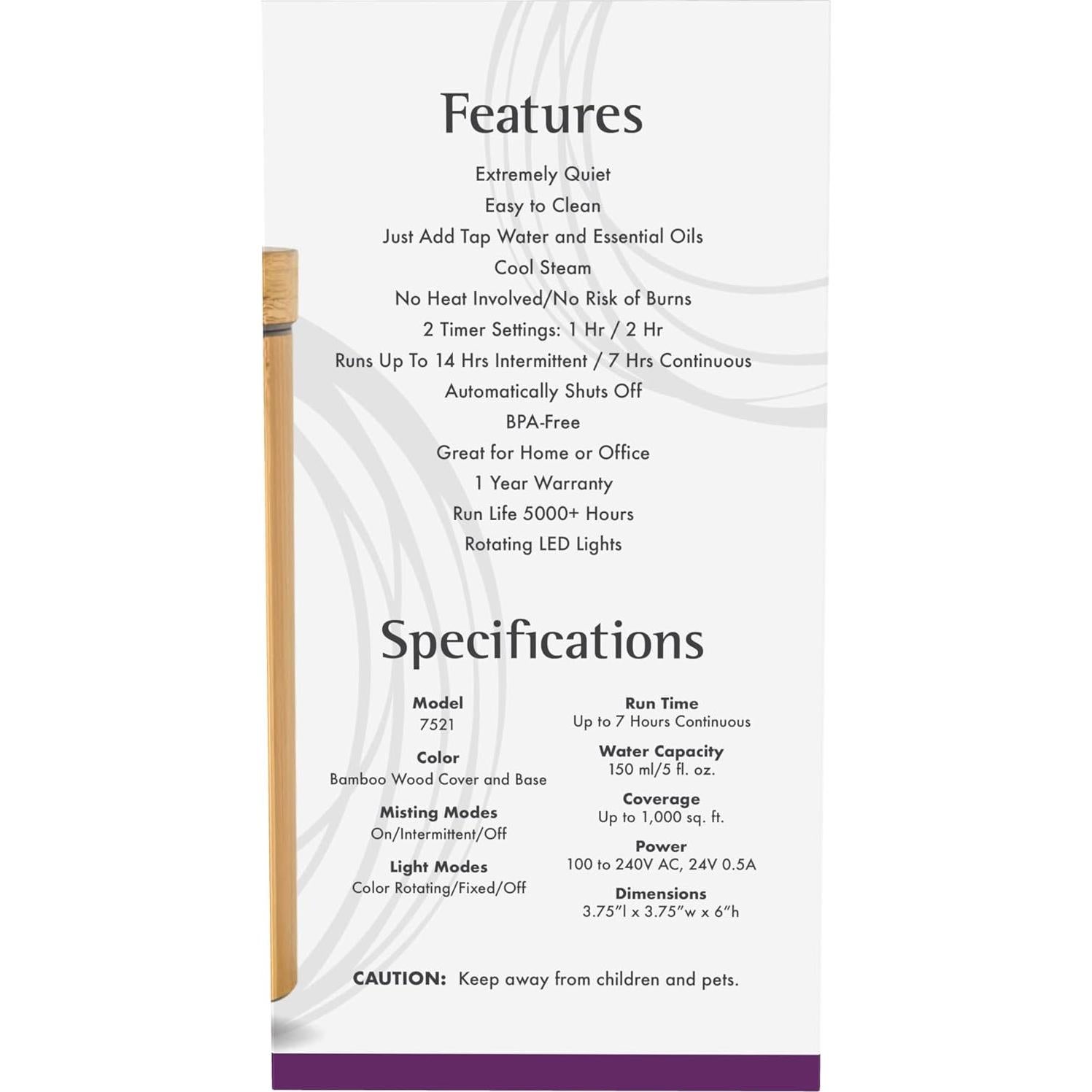 Difusor de Aceite Ultrasónico NOW de Bambú 150ml Silencioso