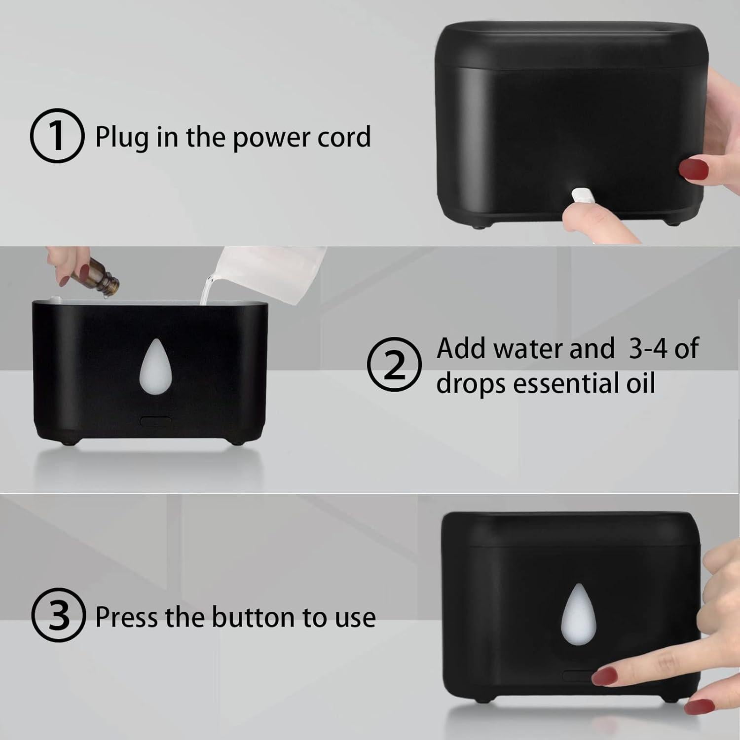 Difusor de Aroma Ultrasónico Phimuezl 200ml Negro con Apagado Automático