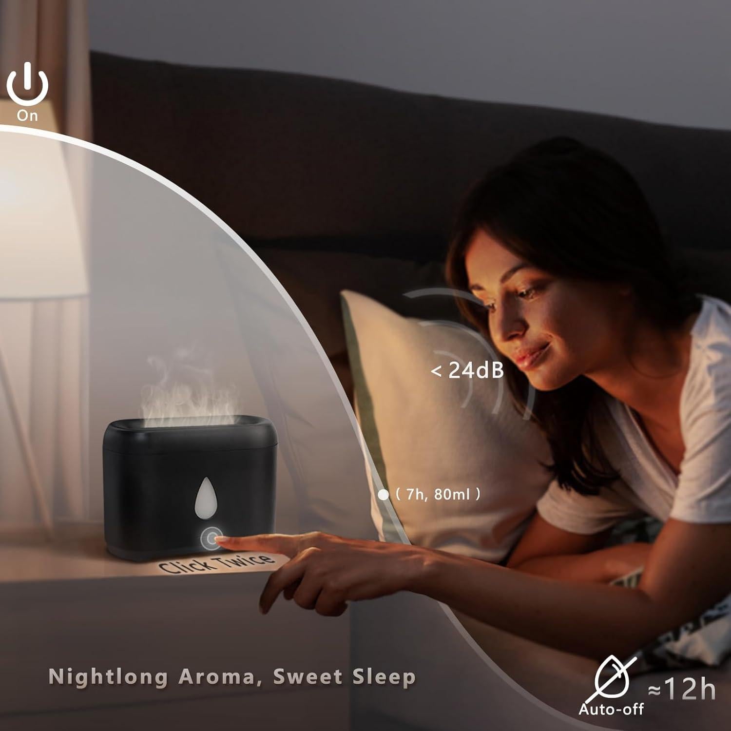 Difusor de Aroma Ultrasónico Phimuezl 200ml Negro con Apagado Automático