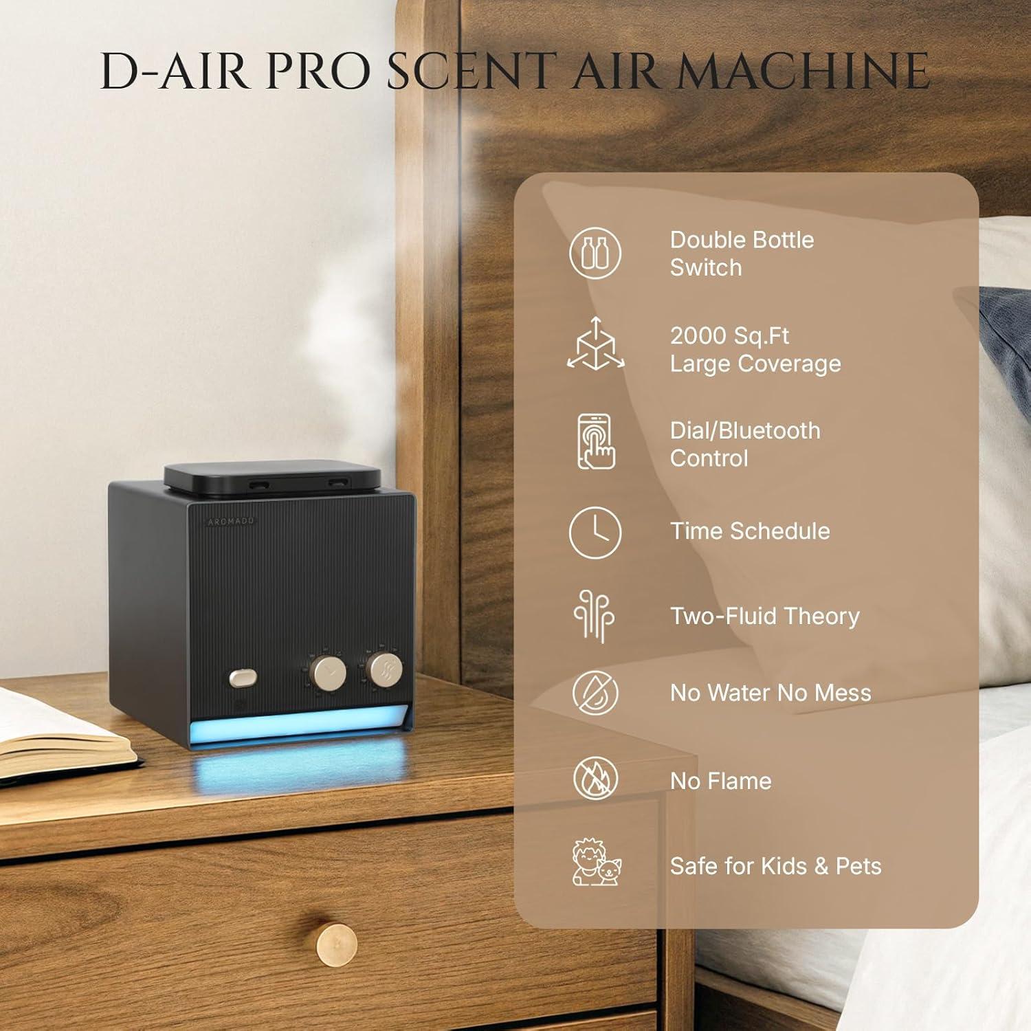 Difusor de Aceite Esencial Aromadd D-Air Titanio Negro 185.8 m²