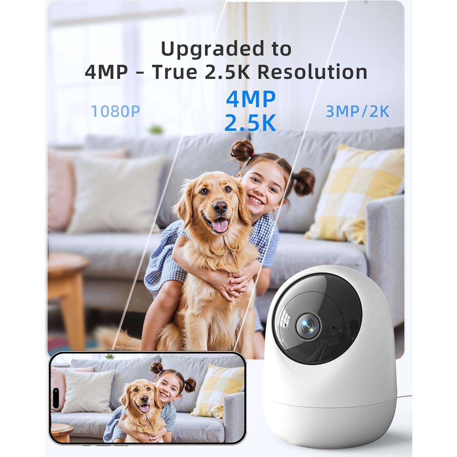 Cámara de Seguridad Interior Andyssey 2.5K 4MP WiFi Doble Banda