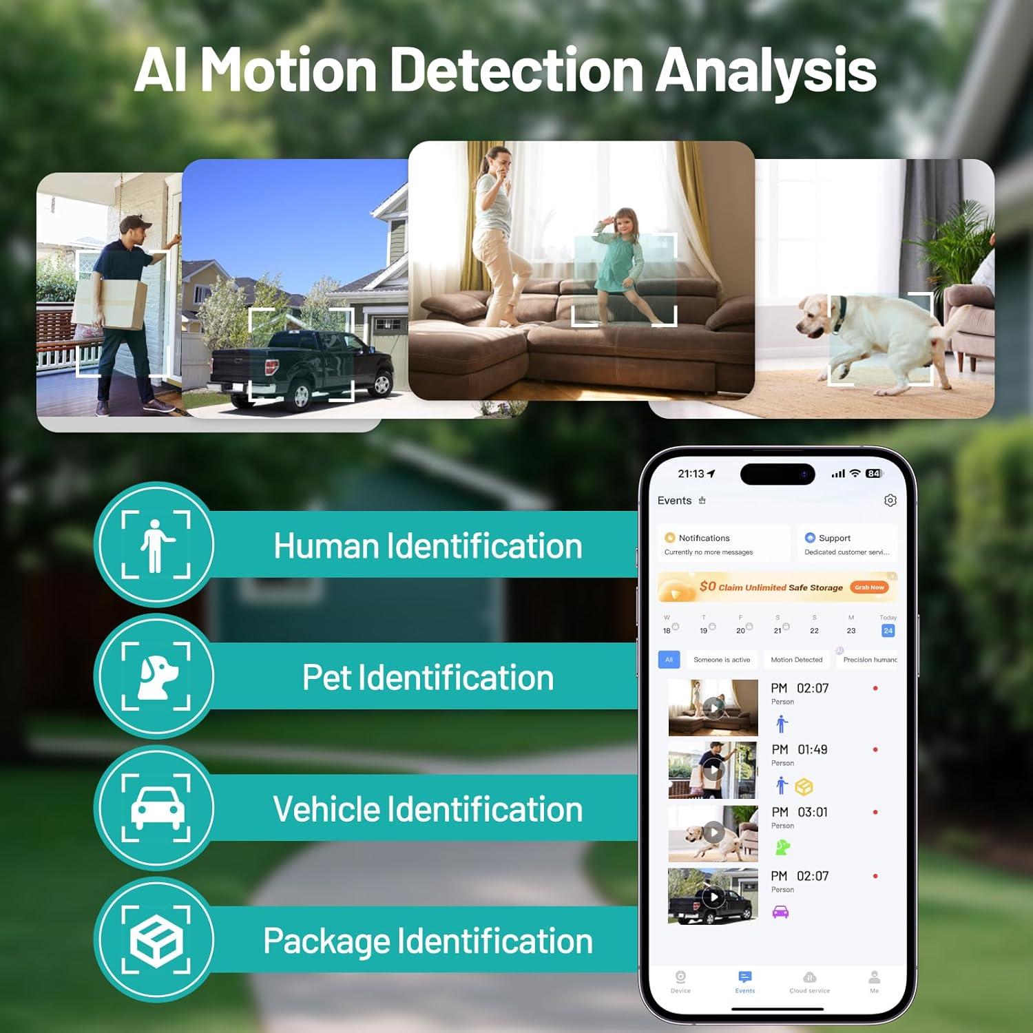 2K Window Camera, 5G & 2.4GHz WiFi Indoor Dome Camera for Home Security with Full Color Night Vision, Human/Motion Detection, Real-Time Alerts, 2-Way Audio, 24/7 Recording, Alexa Support