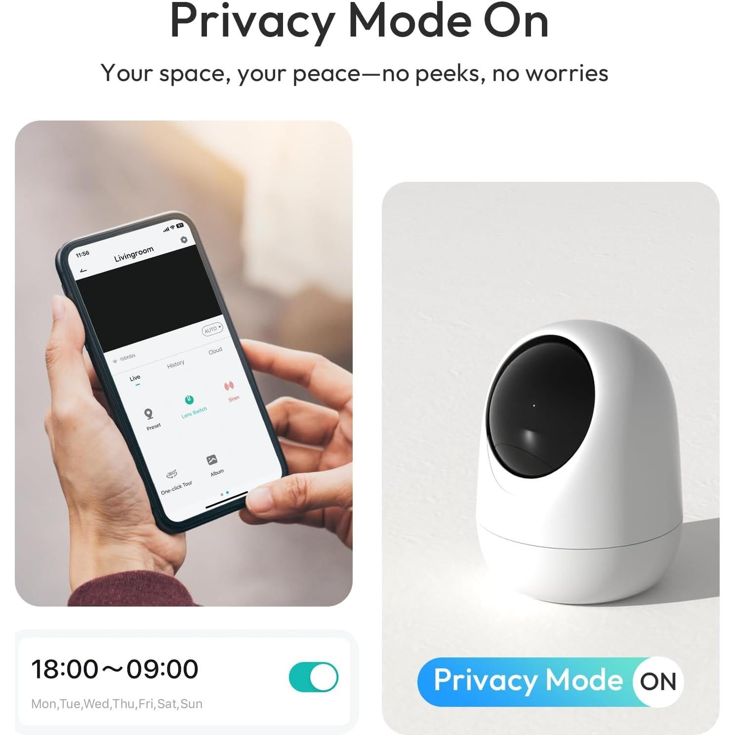 Cámara de Seguridad Interior Rraycom 2K WiFi 360° con Audio