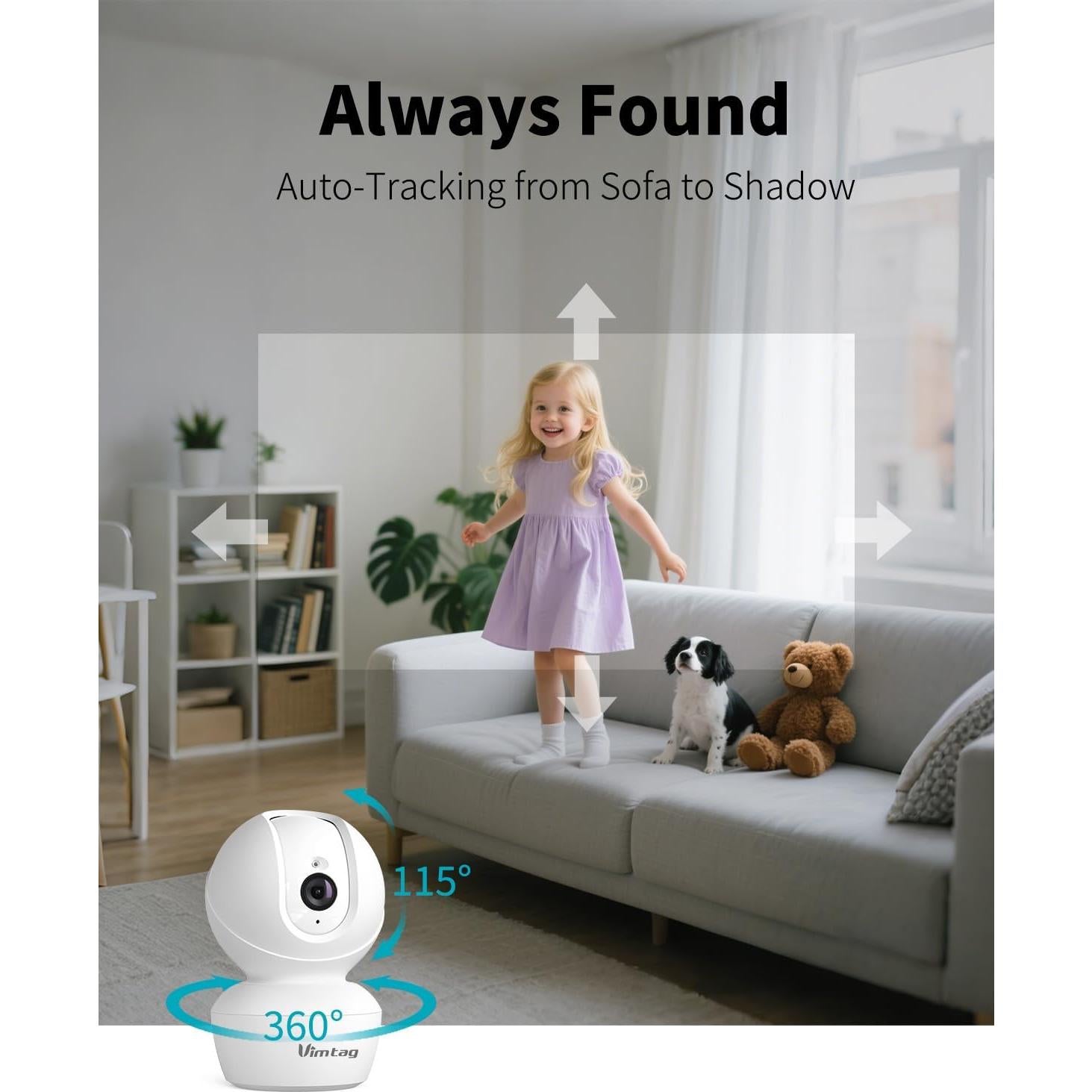 Cámara de Seguridad Interior VIMTAG 2.5K con Audio Bidireccional