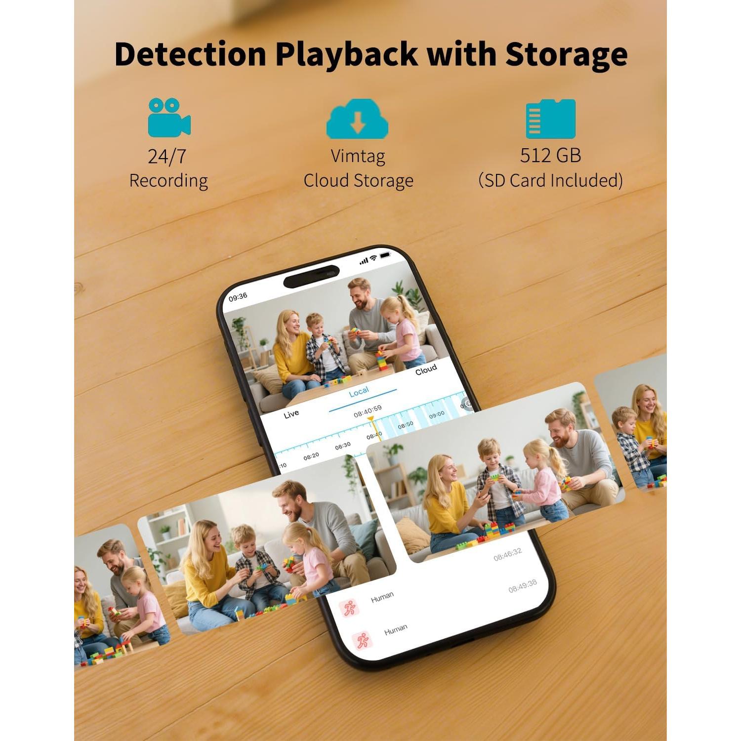 Cámara de Seguridad Interior VIMTAG 2.5K con Audio Bidireccional