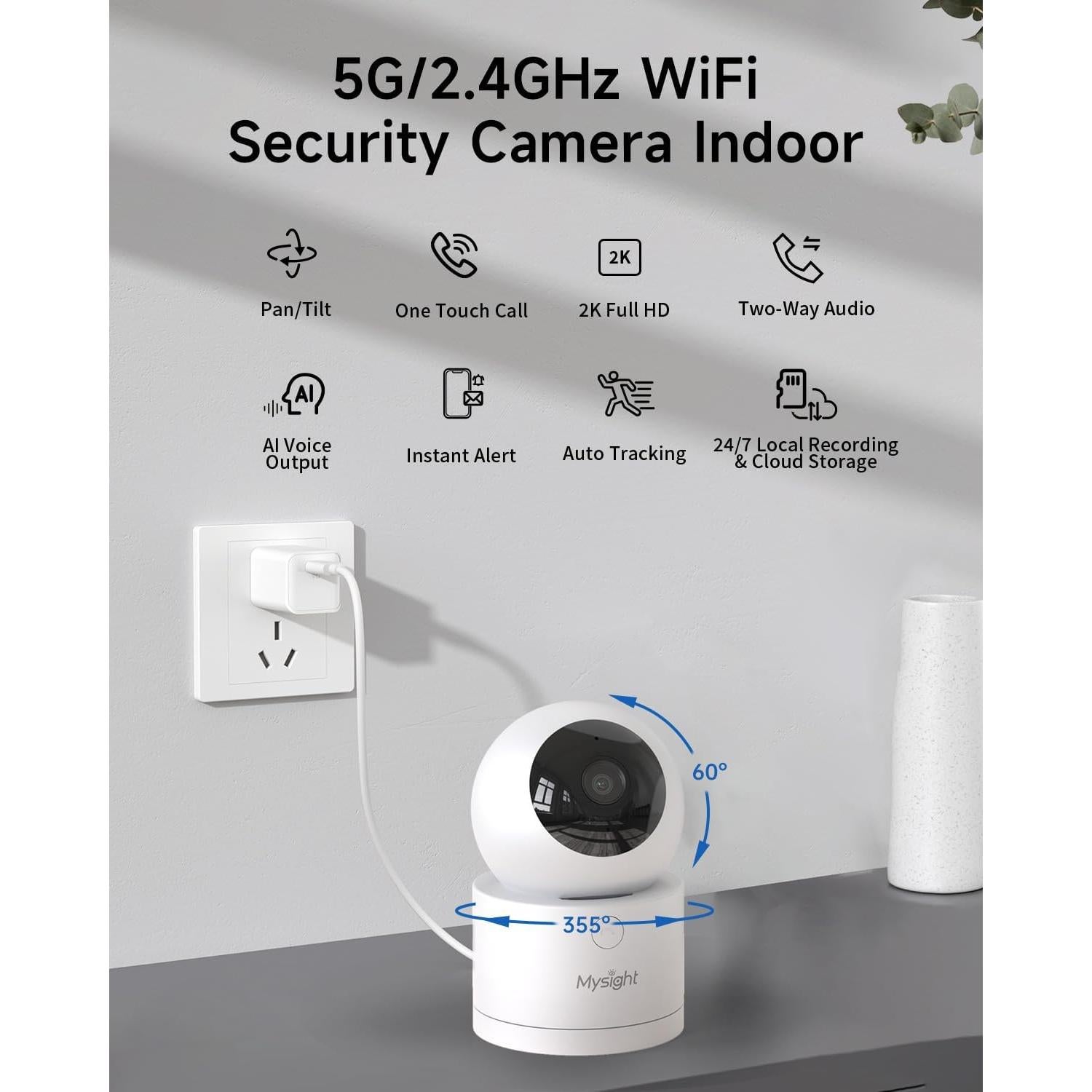 Cámara de Seguridad 2K Mysight CA63 con Pan/Tilt y AI
