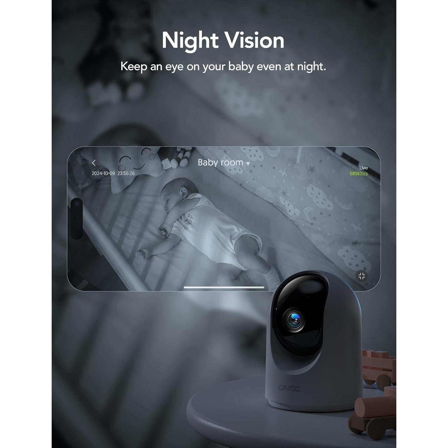 Cámara de Seguridad Interior GNCC 2K con Visión Nocturna