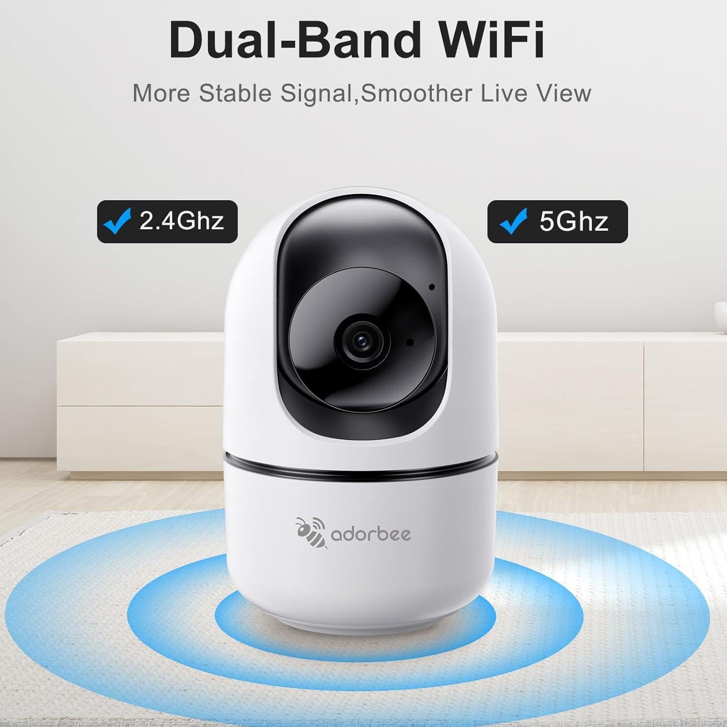 Cámara de Seguridad Interior Adorbee Q1 2K WiFi 360° con Audio