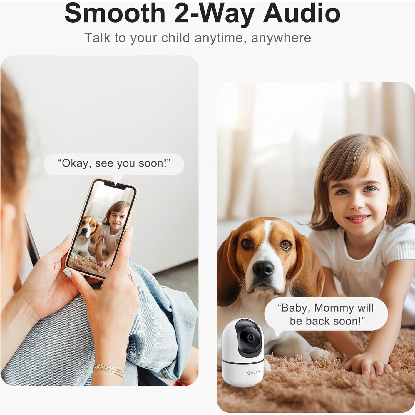 Cámara de Seguridad Interior Adorbee Q1 2K WiFi 360° con Audio