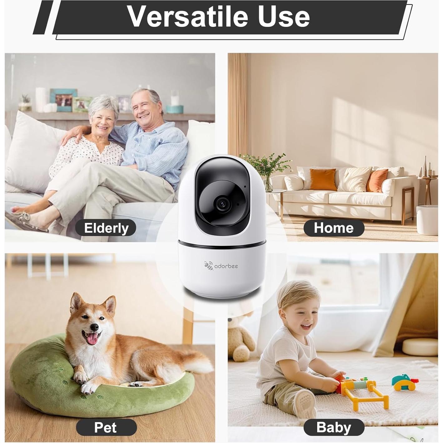 Cámara de Seguridad Interior Adorbee Q1 2K WiFi 360° con Audio