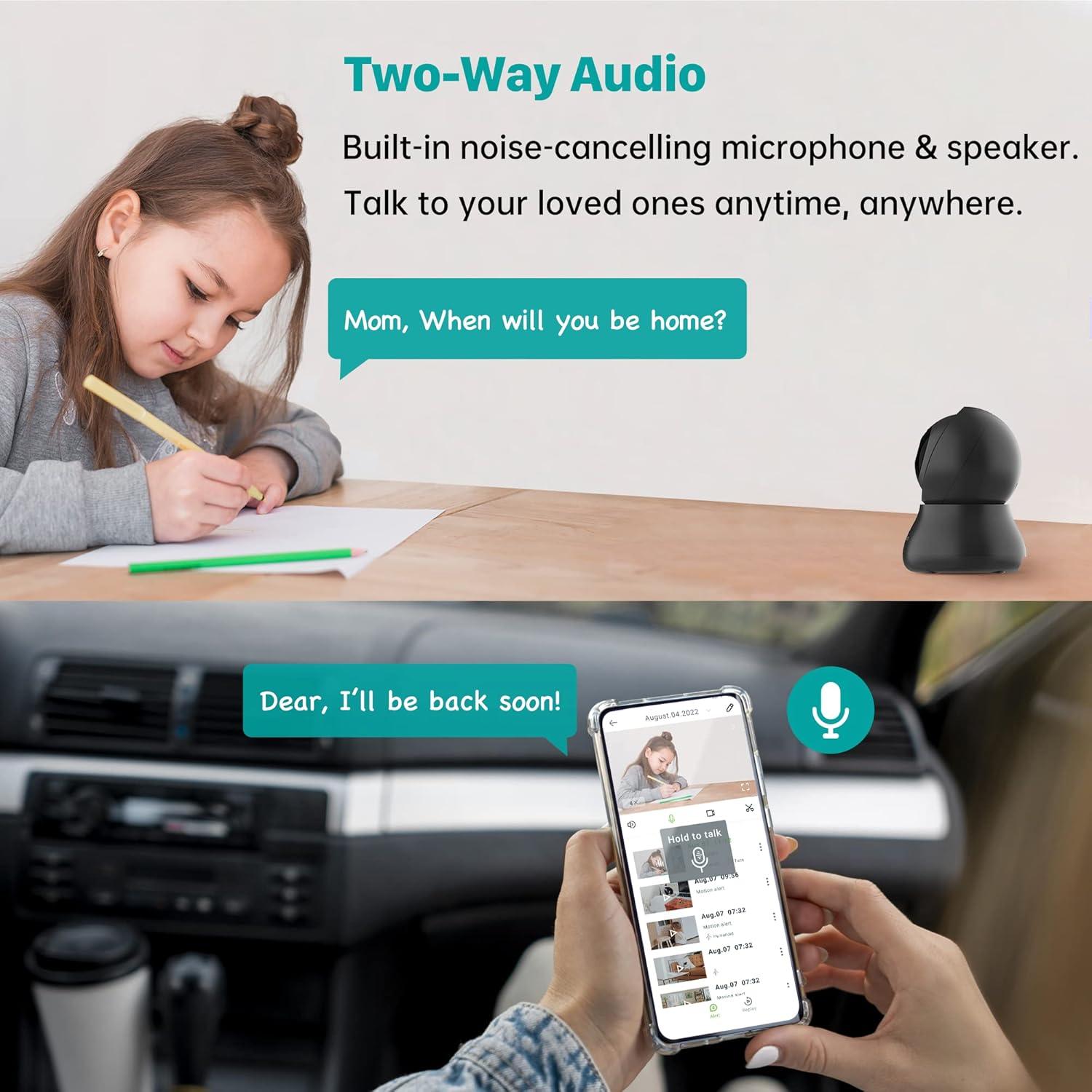 Cámaras de Seguridad Septekon 2K HD con Audio y Movimiento - 4 Paquete