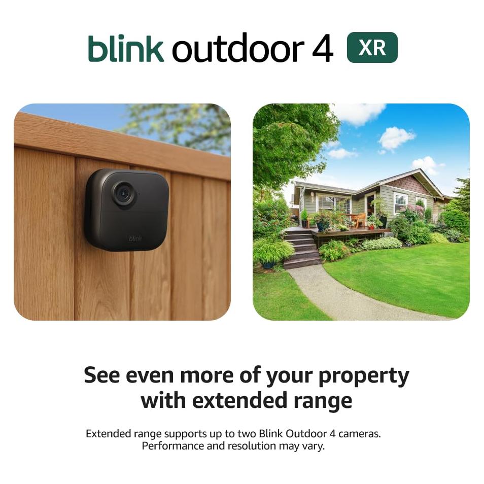 Blink Outdoor 4 XR – two-year battery wireless camera with 4x security coverage, 1000 ft open-air range or 400 ft with typical use — 6 camera system