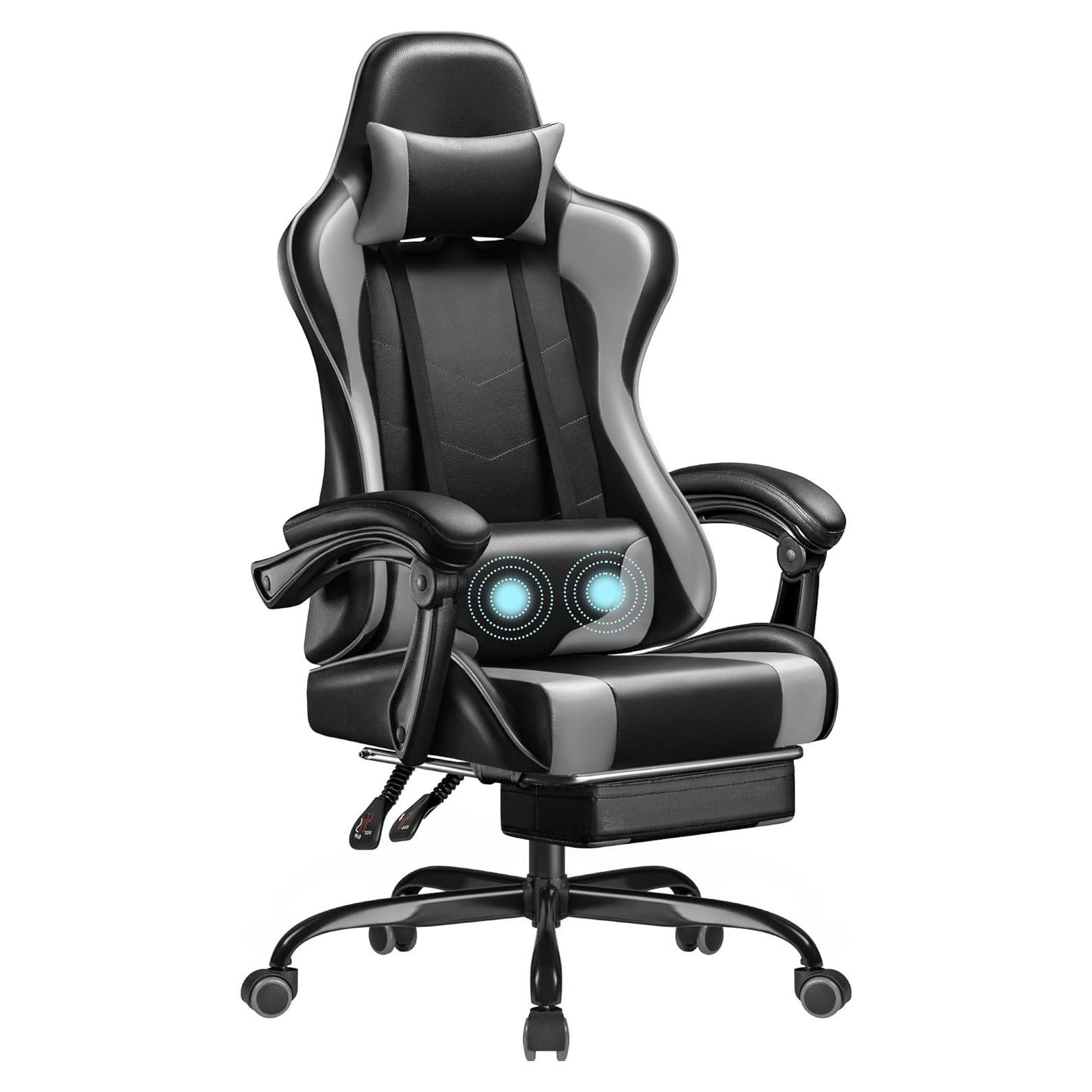 Silla de Juego Homall Gris con Reposapiés y Masaje