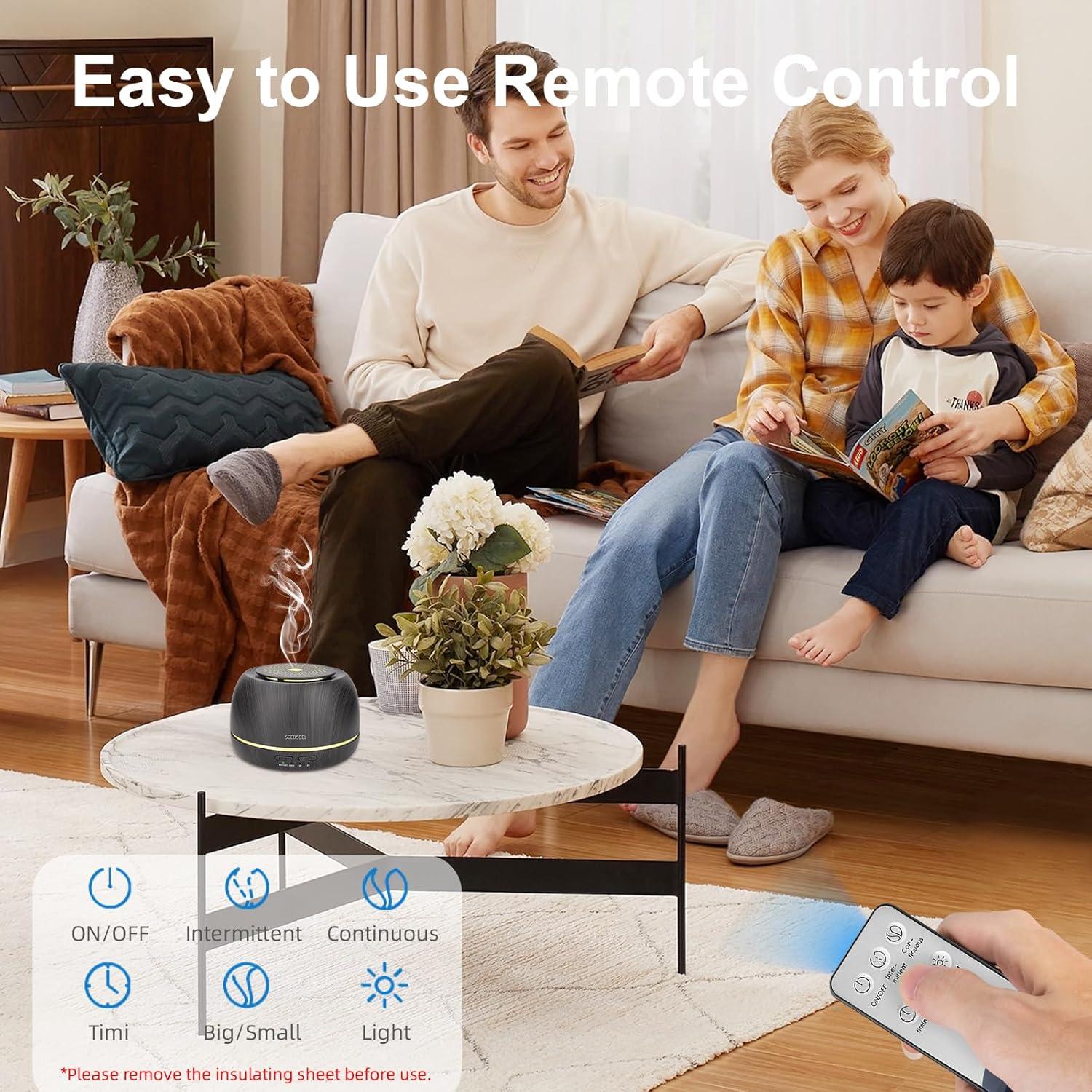 Difusor de Aceite Esencial SEEDSEEL 300ML Ultrasónico Control Remoto