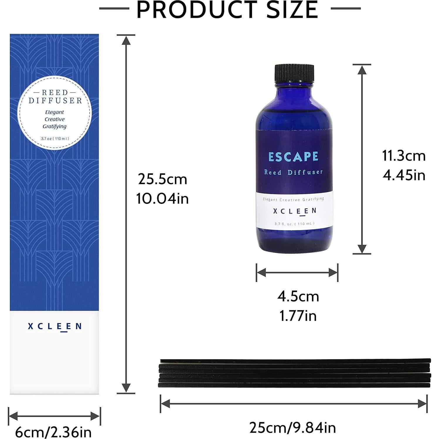 Difusor de Aroma Xcleen 110ml con 6 Varitas - Fragancia Escape