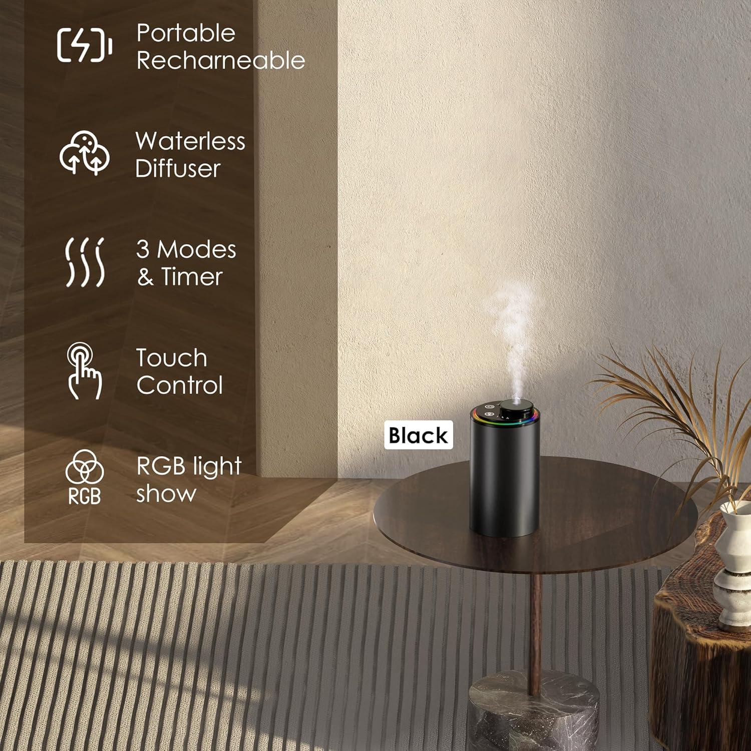 Difusor de Aceite Esencial Sin Agua Ecantl ELT01 Negro