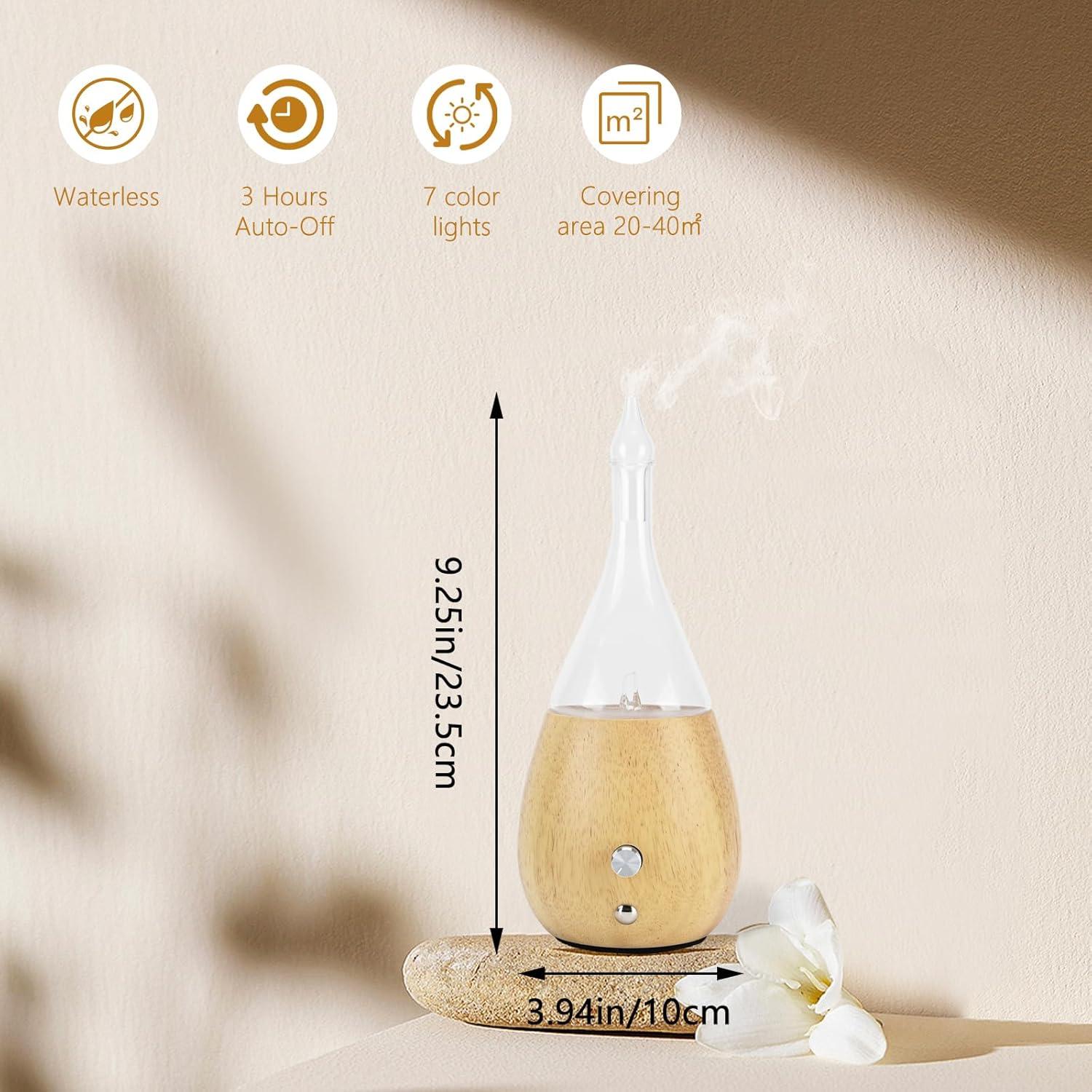 Difusor de Aceite Esencial Lychee de Vidrio y Madera 1.2W