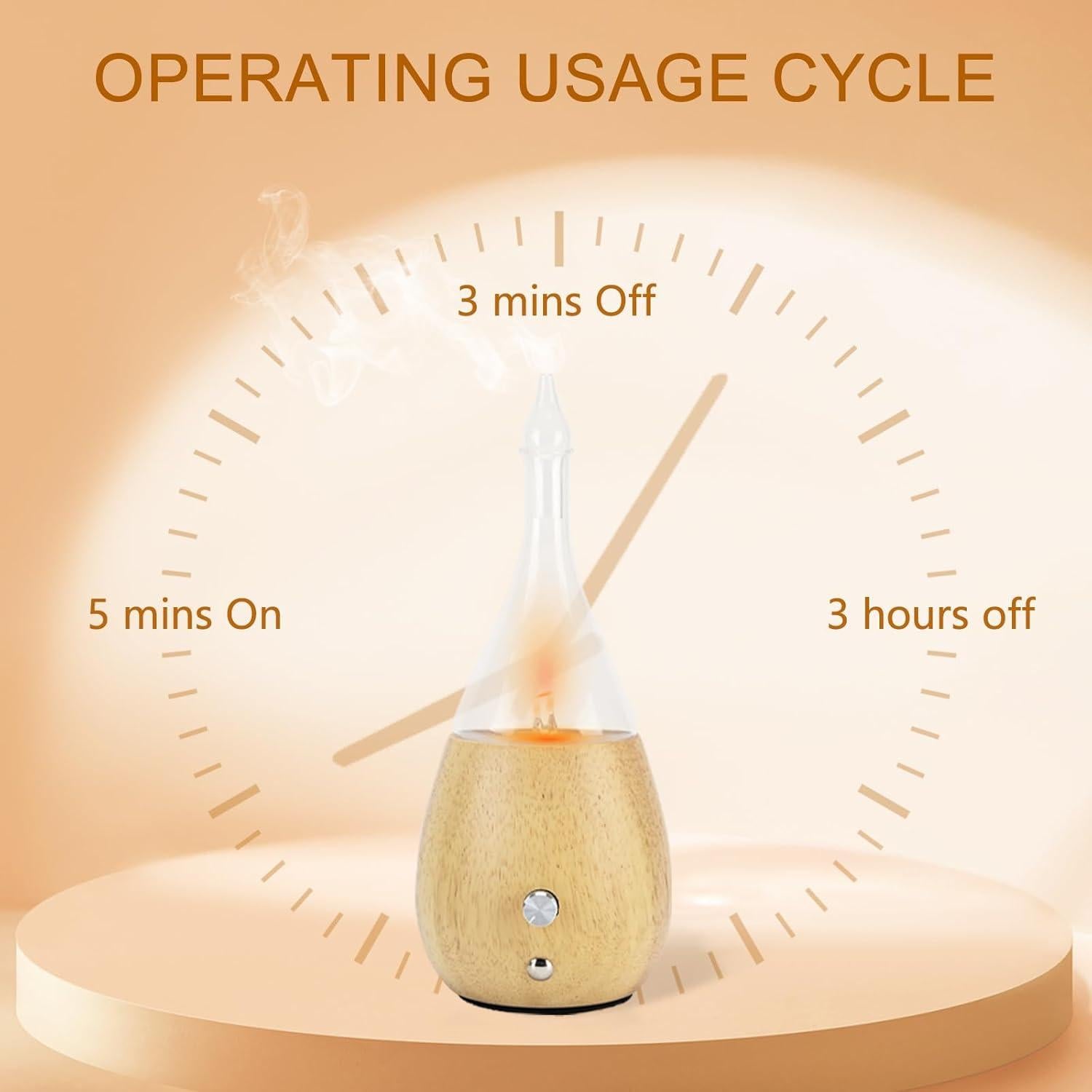 Difusor de Aceite Esencial Lychee de Vidrio y Madera 1.2W