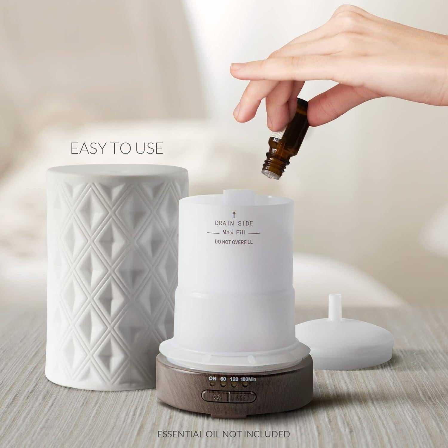 Difusor de Aceite Esencial Earnest Living 100ml Cerámica con Luz