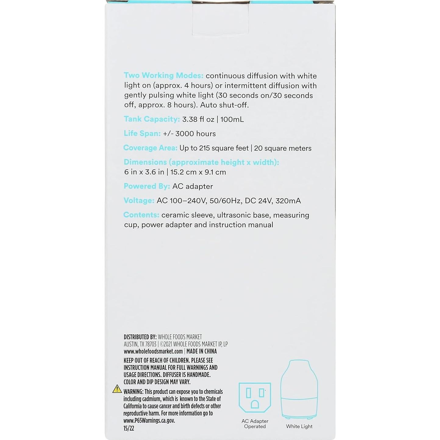Difusor de Aceite Esencial Ultrasónico 365 Whole Foods Sedona