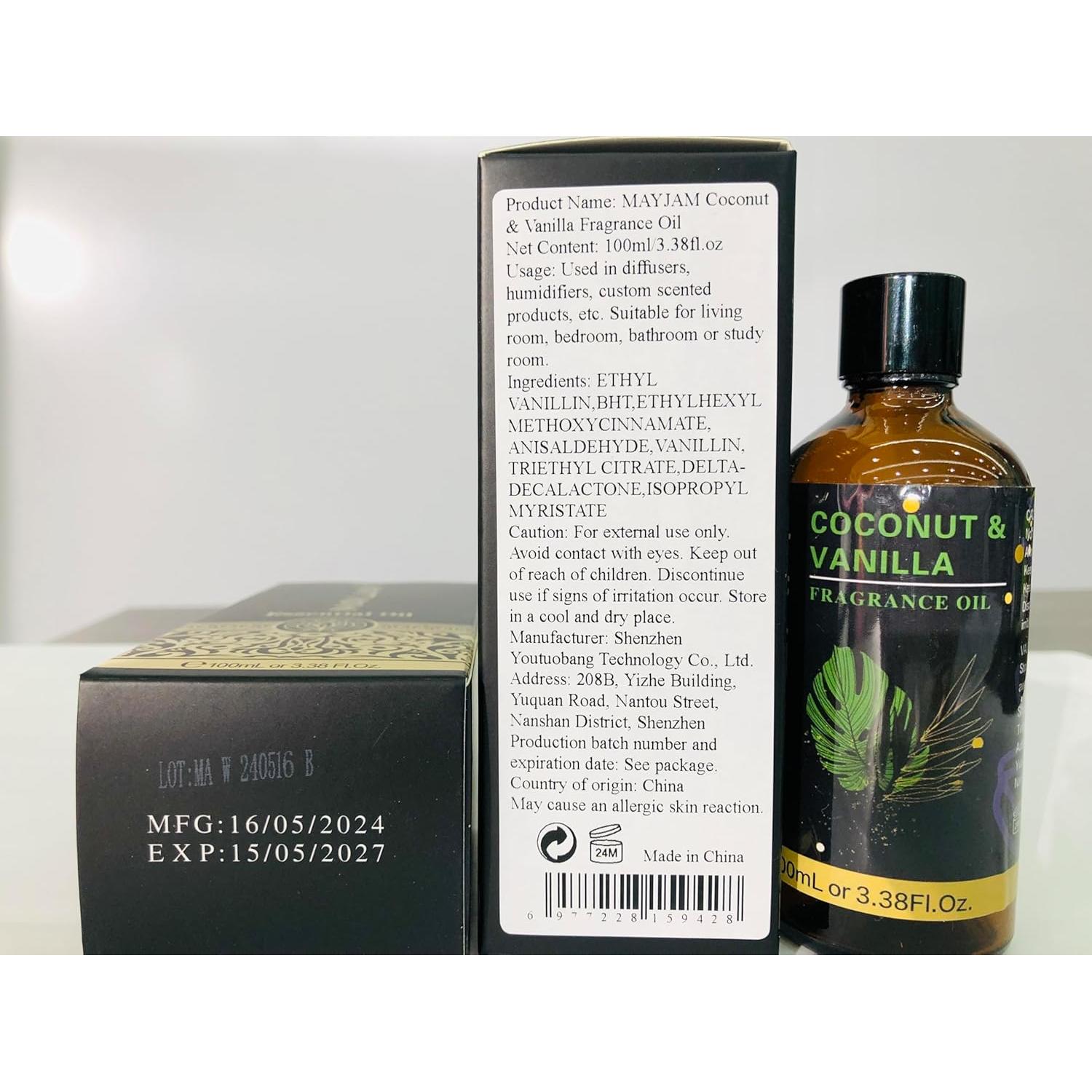 Aceite Esencial Coco y Vainilla 100ML MAYJAM para Difusores