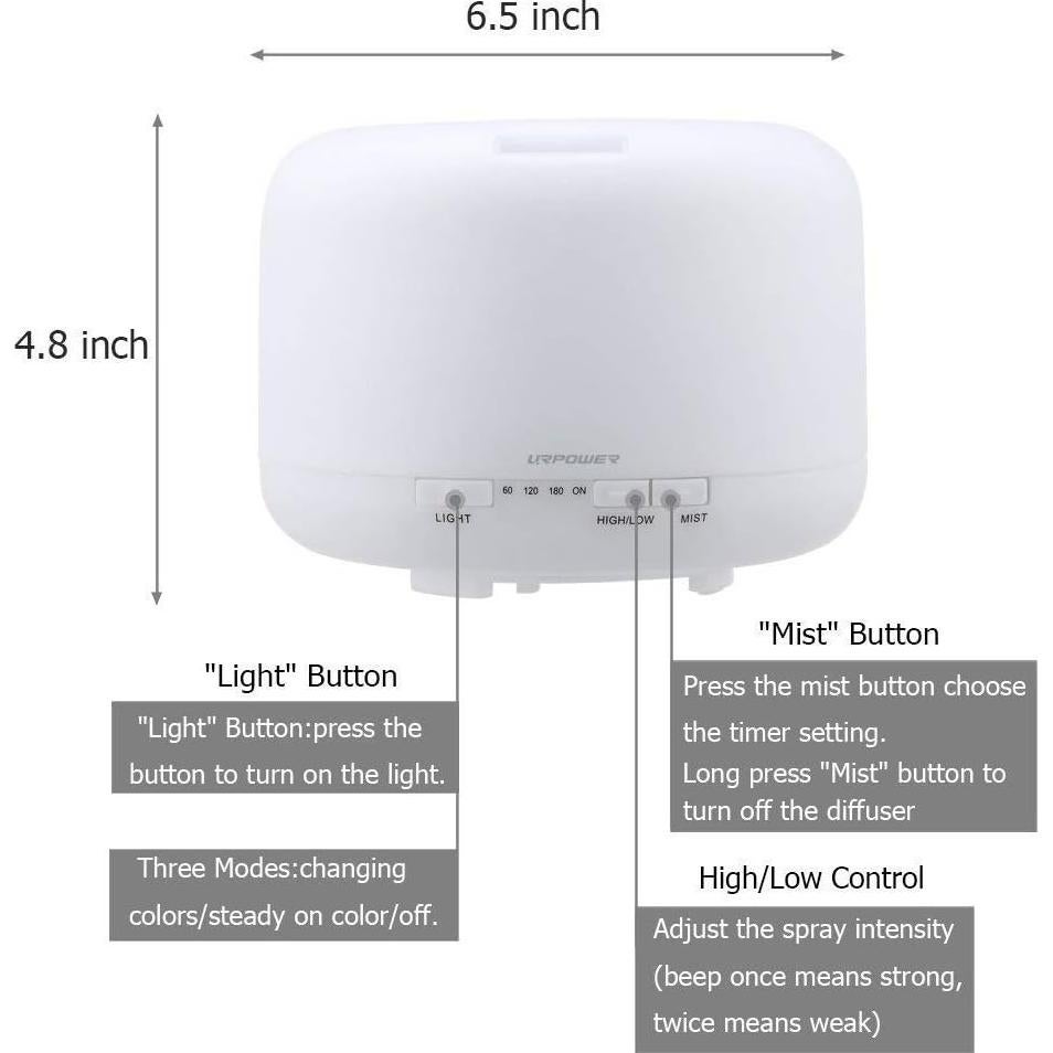 Difusor de Aceite Esencial URPOWER OD-503 500ml Aromaterapia