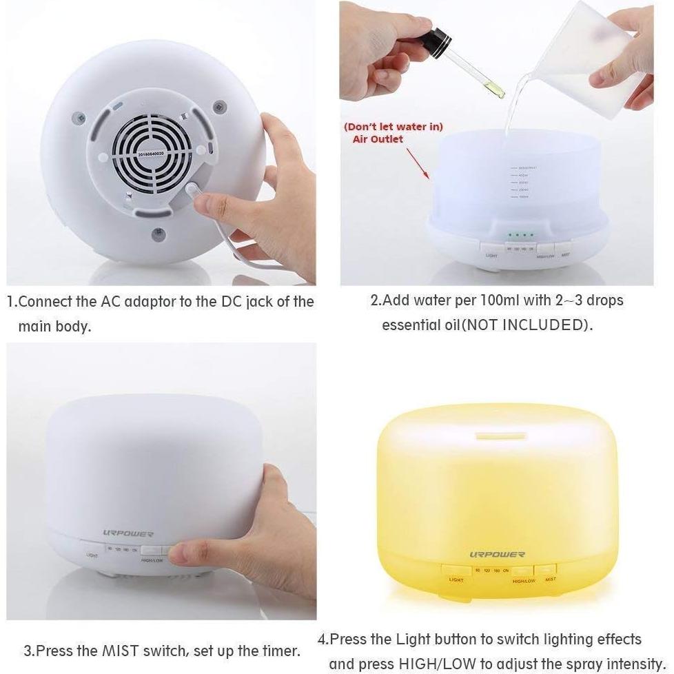 Difusor de Aceite Esencial URPOWER OD-503 500ml Aromaterapia